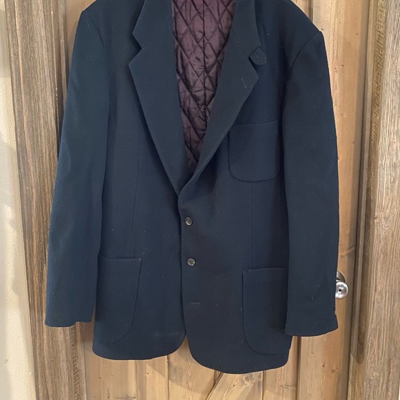 LL Bean Mens 46 Tall BlazerWool Black ThinsulateSports Coat Overcoat